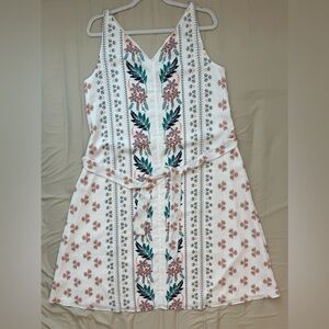 Ann Taylor White and Pink Floral Mini Dress